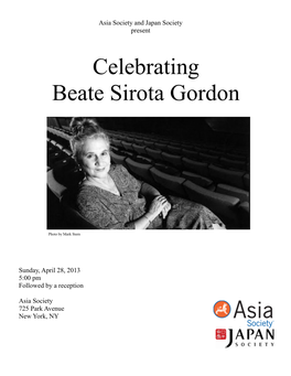 Celebrating Beate Sirota Gordon