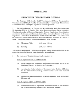 14 Group Representation Constituencies and 9 Single Member Constituencies) Have Been Revised