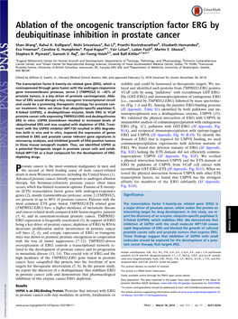 Ablation of the Oncogenic Transcription Factor ERG by Deubiquitinase Inhibition in Prostate Cancer