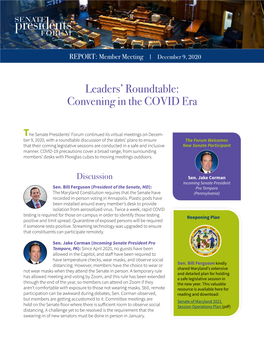 Leaders' Roundtable: Convening in the COVID