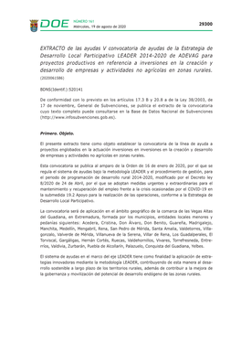 EXTRACTO De Las Ayudas V Convocatoria De Ayudas De La