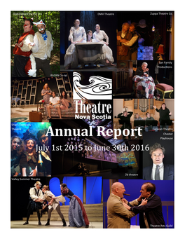Annual Report Chester Playhouse July 1St 2015 to June 30Th 2016