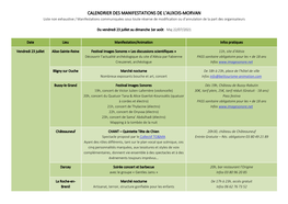 Calendrier Des Manifestations De L'auxois-Morvan