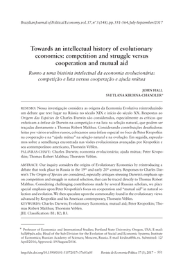 Towards an Intellectual History of Evolutionary Economics