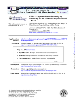 UBL4A Augments Innate Immunity by Promoting the K63-Linked Ubiquitination of TRAF6