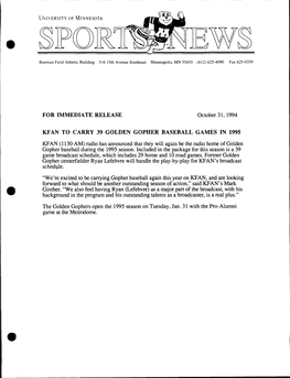 FOR IMMEDIATE RELEASE October 31, 1994