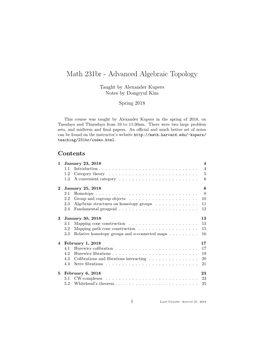 Math 231Br - Advanced Algebraic Topology