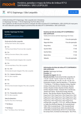 Horários, Paradas E Mapa Da Linha De Ônibus R712 SAPIRANGA / SÃO LEOPOLDO
