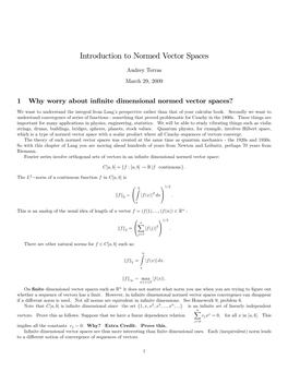 Introduction to Normed Vector Spaces