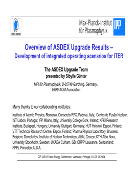 Overview of ASDEX Upgrade Results – Development of Integrated Operating Scenarios for ITER