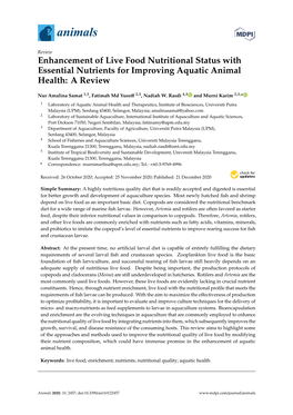 Enhancement of Live Food Nutritional Status with Essential Nutrients for Improving Aquatic Animal Health: a Review