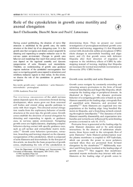 Role of the Cytoskeleton in Growth Cone Motility and Axonal Elongation Jean F