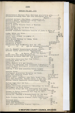 INDEX MEETING 8Th MAY, 1933