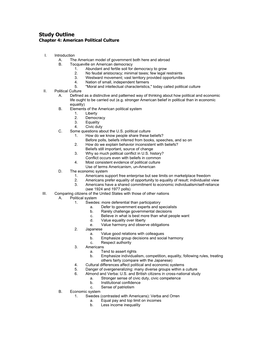 Study Outline Chapter 4: American Political Culture