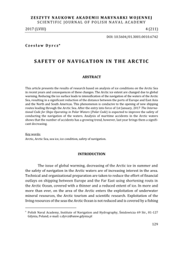 Safety of Navigation in the Arctic