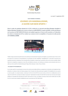 Journee Lfh Handballissime, a Suivre Sur Bein Sports !