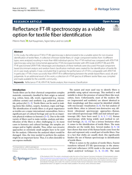 Reflectance FT-IR Spectroscopy As a Viable Option for Textile Fiber