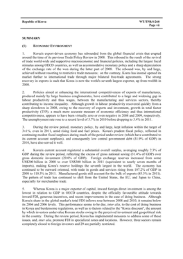 1. Korea's Export-Driven Economy Has Rebounded from the Global Financial Crisis That Erupted Around the Time of Its Previous Trade Policy Review in 2008