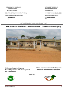 Actualisation Du Plan De Développement Communal De Mengang