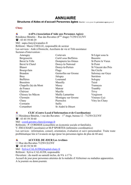 ANNUAIRE Structures D’Aides Et D’Accueil Personnes Âgées Source