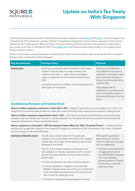 Update on India's Tax Treaty with Singapore