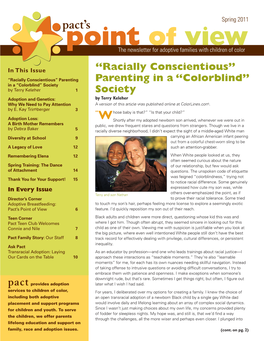 Point of View the Newsletter for Adoptive Families with Children of Color