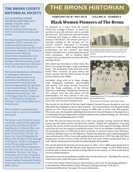 THE BRONX HISTORIAN Newsletter of the Bronx County Historical Society HISTORICAL SOCIETY