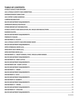 Table of Contents Otsego County Fair Officers