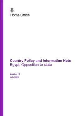 Country Policy and Information Note Egypt: Opposition to State