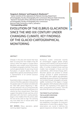 Evolution of the Elbrus Glaciation Since the Mid Xix