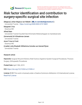 Risk Factor Identification and Contribution To