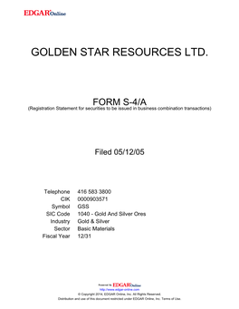 Golden Star Resources Ltd
