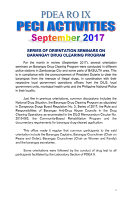 Series of Orientation Seminars on Barangay Drug Clearing Program