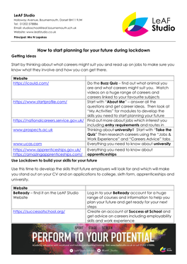 How to Start Planning for Your Future During Lockdown Getting Ideas