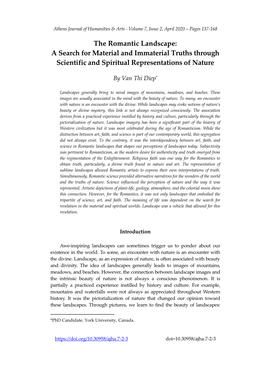 The Romantic Landscape: a Search for Material and Immaterial Truths Through Scientific and Spiritual Representations of Nature