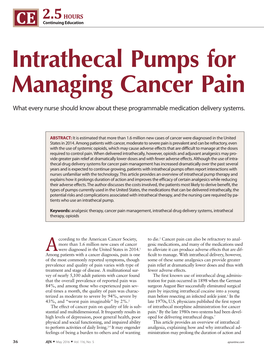 Intrathecal Pumps for Managing Cancer Pain