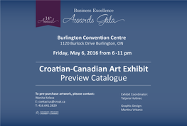 Croatian-Canadian Art Exhibit Preview Catalogue