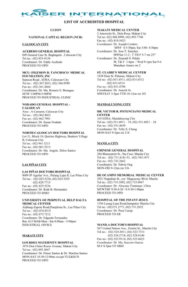 List of Accredited Hospital