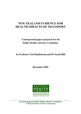 New Zealand Evidence for Health Impacts of Transport