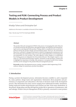Testing and PLM: Connecting Process and Product Models