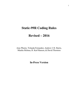 Static-99R Coding Rules Revised – 2016