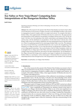 Eco Valley Or New Vraja Dham? Competing Emic Interpretations of the Hungarian Krishna Valley