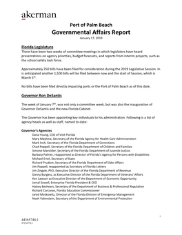 Governmental Affairs Report January 17, 2019