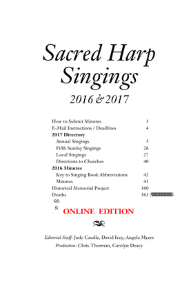 Sacred Harp Minutes 2016