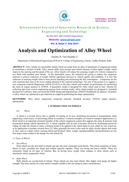 Analysis and Optimization of Alloy Wheel