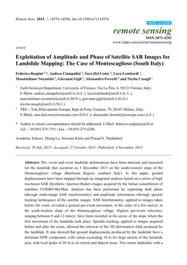 Exploitation of Amplitude and Phase of Satellite SAR Images for Landslide Mapping: the Case of Montescaglioso (South Italy)