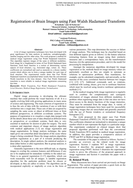 Registration of Brain Images Using Fast Walsh Hadamard Transform