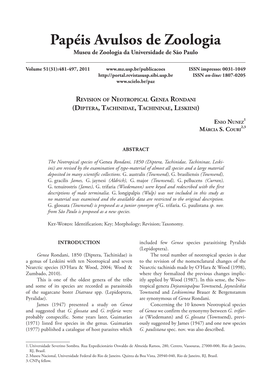 Revision of Neotropical Genea Rondani (Diptera, Tachinidae, Tachininae, Leskiini)