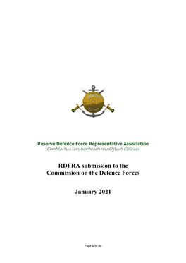 RDFRA Submission to the Commission on the Defence Forces