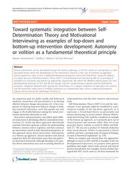 Determination Theory and Motivational Interviewing As